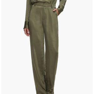 Good American Washed Satin Straight Leg Trousers